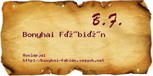 Bonyhai Fábián névjegykártya